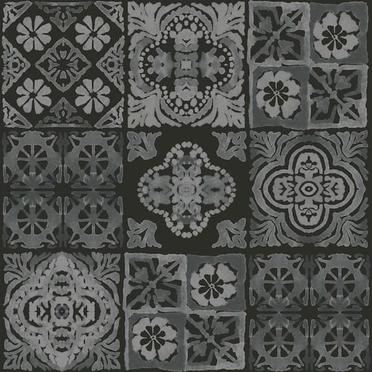 RoomMates Marrakesh Tile Peel & Stick Wallpaper in Black/Gray | 20.5" x 16.5ft | Michaels®